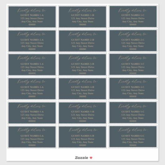 Sticker Minimalist Modern Dark Turquoise Mariage Adresse d (Feuille)