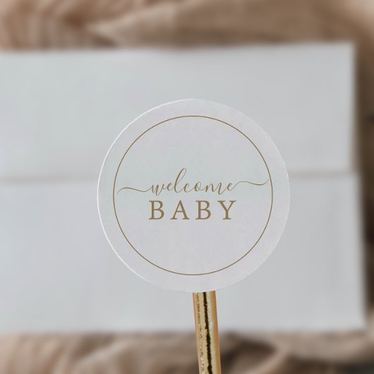 Sticker minimaliste Baby shower d'accueil or