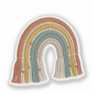 Sticker Minimaliste Bohème Macramé Arc-en-ciel