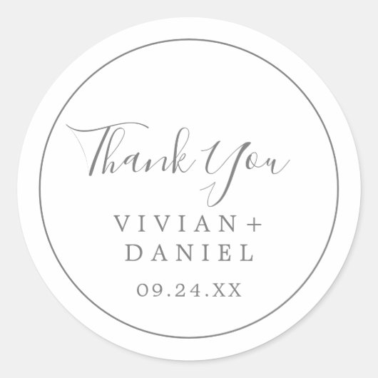 Sticker minimaliste Merci Argent Faveur Mariage (Devant)