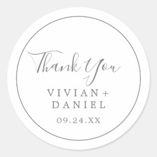 Sticker minimaliste Merci Argent Faveur Mariage