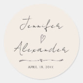 Sticker minimalistische bruiloft (Voorkant)