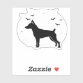 Sticker MinPin Dog � Halloween Moon Silhouette Classic T-S (Feuille)