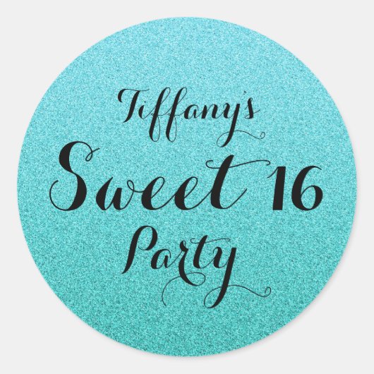 Sticker Mint Parties scintillant Turquoise Faux Om (Devant)