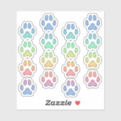 Sticker Minuscule arc-en-ciel Pawprints Animaux Tracks Dec (Feuille)