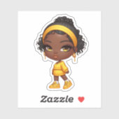 Sticker minuscule chibi noire (Feuille)
