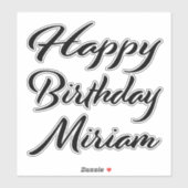 Sticker Miriam Nom Prénom Anniversaire de la Broderie noir (Feuille)
