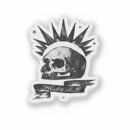 Sticker Misfit Skull Creative Character Art Style (Devant)