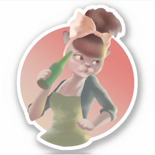 Sticker Miss Meow - Late Night Bar Series (Devant)