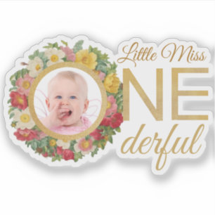 Sticker Miss Onederful Photo en Rose Wreath Premier annive