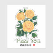 Sticker Miss You, Roses Jaunes Design, (Feuille)