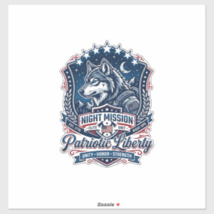 Sticker Mission de nuit patriotique Loup patriote Inspiré 