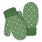 Sticker Mittens verts avec des flocons de neige | Gros Noë (Devant)