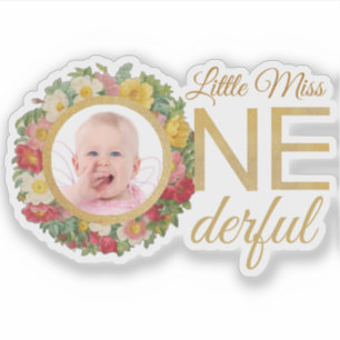 Sticker Mlle Onederful Photo dans une couronne de roses Pr