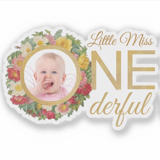 Sticker Mlle Onederful Photo dans une couronne de roses Pr (Devant)