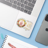 Sticker Mlle Onederful Photo dans une couronne de roses Pr (Ordinateur portable avec iPhone)