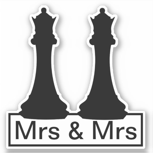 Sticker Mme Et Mme Queen Chess Pieces Mariage Gay (Devant)