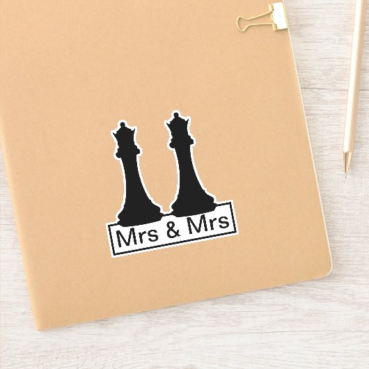 Sticker Mme Et Mme Queen Chess Pieces Mariage Gay (Carnet)