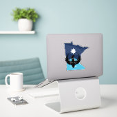 Sticker MN Loon Rising - Drapeau de l'État du MN (Ordinateur portable sur le bureau)