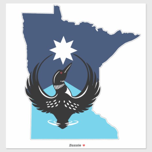 Sticker MN Loon Rising - Drapeau de l'État du MN (Feuille)