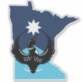 Sticker MN Loon Rising - MN State flag (Devant)