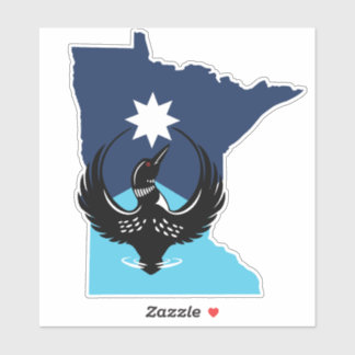 Sticker MN Loon Rising - MN State flag