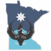 Sticker MN Loon Rising - MN State flag (Devant)