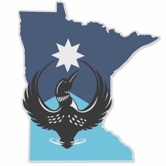 Sticker MN Loon Rising - MN State flag (Devant)