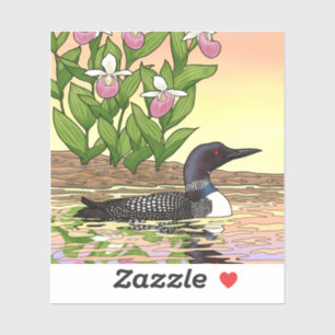 Sticker MN State Bird Flower Loon Lady Slipper