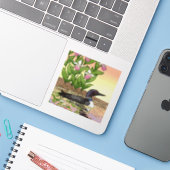 Sticker MN State Bird Flower Loon Lady Slipper (Ordinateur portable avec iPhone)