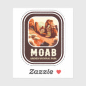 Sticker Moab Arches National Park Utah Delicate Arch Retro (Feuille)