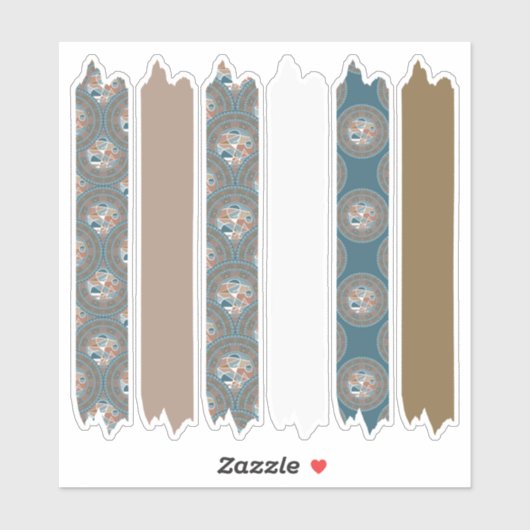 Sticker Mocha et point Turquoise Mandala Motifs bande Wash (Feuille)