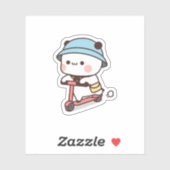 Sticker Mochi Brownie Bear Vélo équitation (Feuille)
