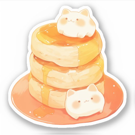 Sticker Mochi Cats et Pancakes Fluffy Japonais (Devant)