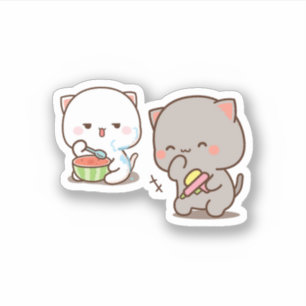 Sticker Mochi Panda Bear Savoure Le Déjeuner