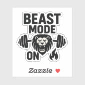 Sticker Mode Bête Activé - Lion torride Motivationnel Gym (Feuille)