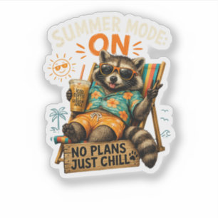 Sticker Mode Été ACTIVÉ – Pas de Plans, Juste Détente 🦝☕