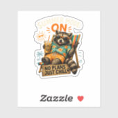 Sticker Mode Été ACTIVÉ – Pas de Plans, Juste Détente 🦝☕ (Feuille)