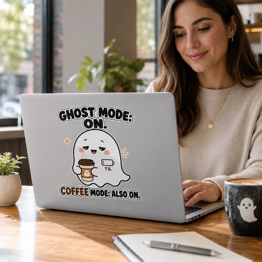 Sticker Mode Fantôme Activé Mode Café Aussi Activé Drôle F