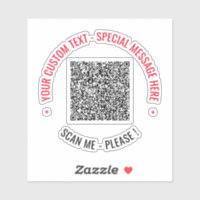 Modèle d'autocollant de texte personnalisé QR Code