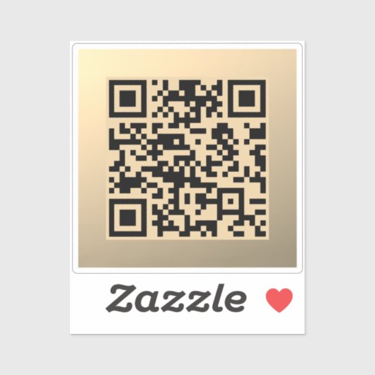 Sticker Modèle de code QR immédiatement modifiable | Or Fa (Feuille)