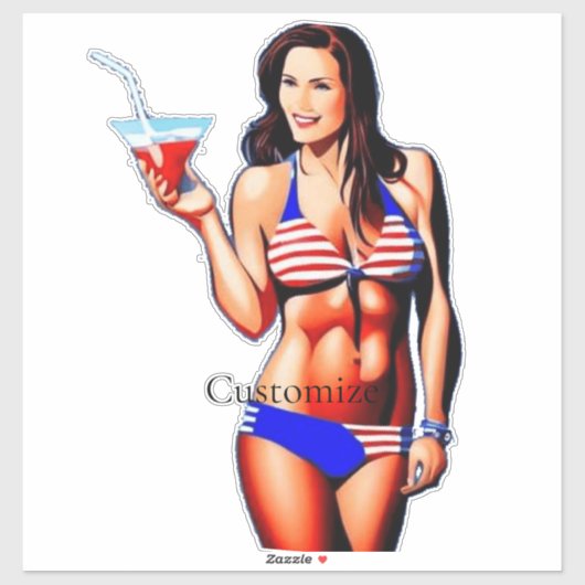 Sticker Modèle de conditionnement physique en bikini patri (Feuille)