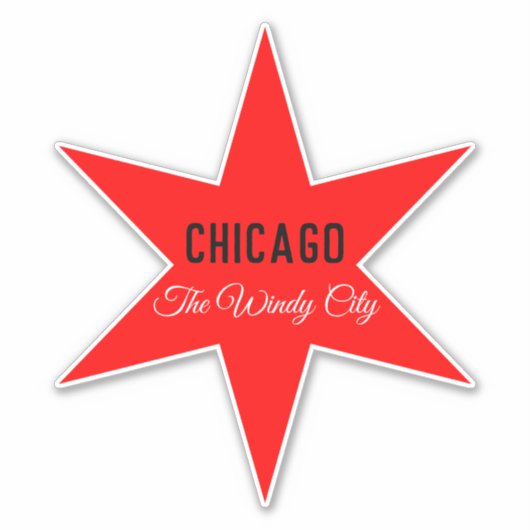 Sticker Modèle d'étoile à drapeau rouge Chicago à 6 branch (Devant)
