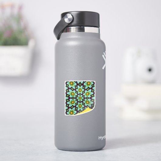 Sticker Modèle Floral Étoiles Vertes (HydroFlask)