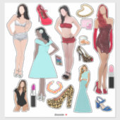 Sticker Modèles de mode Chaussures et maquillage (Feuille)