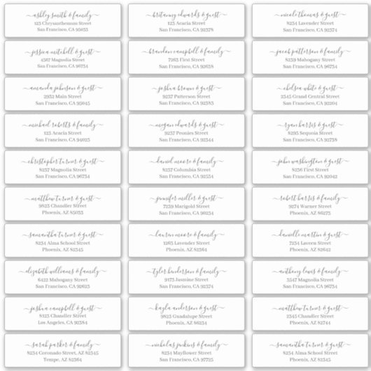 Sticker Modern Chic Script Mariage Nom d'hôte Adresse (Devant)