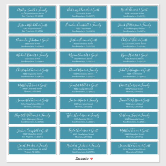 Sticker Modern Chic Script Mariage Nom d'hôte Adresse (Feuille)