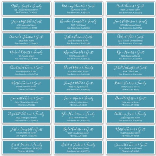 Sticker Modern Chic Script Mariage Nom d'hôte Adresse (Devant)