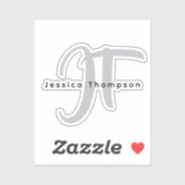 Sticker Modern Elegant Plain Professional Name Monogram (Feuille)