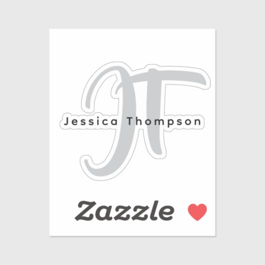 Sticker Modern Elegant Plain Professional Name Monogram (Feuille)